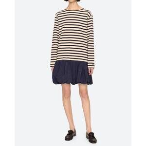 NEW SEA athena solid combo t-shirt dress in navy stripe